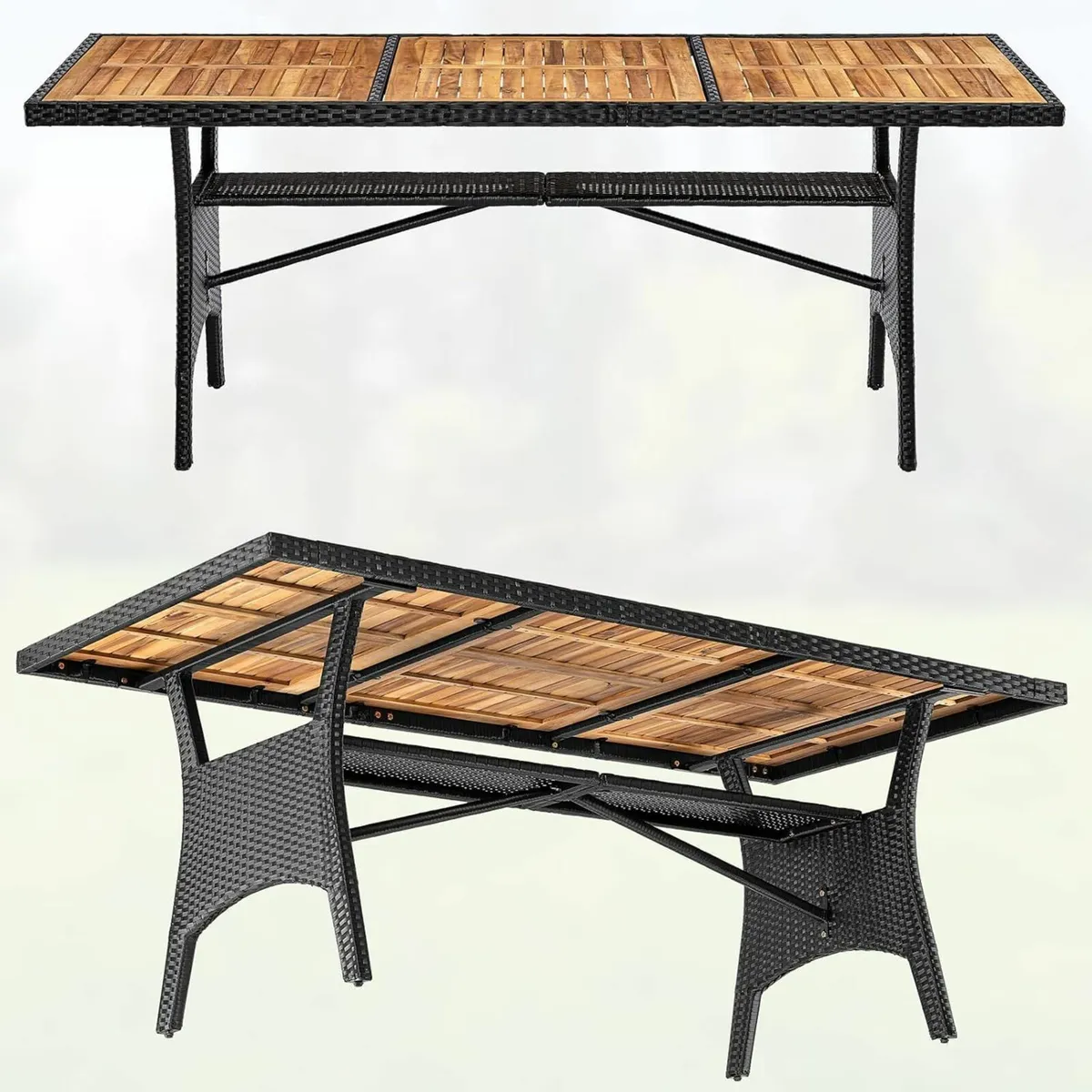 Polyrattan Garden Dining Table with FSC® Acacia Wo - Image 4