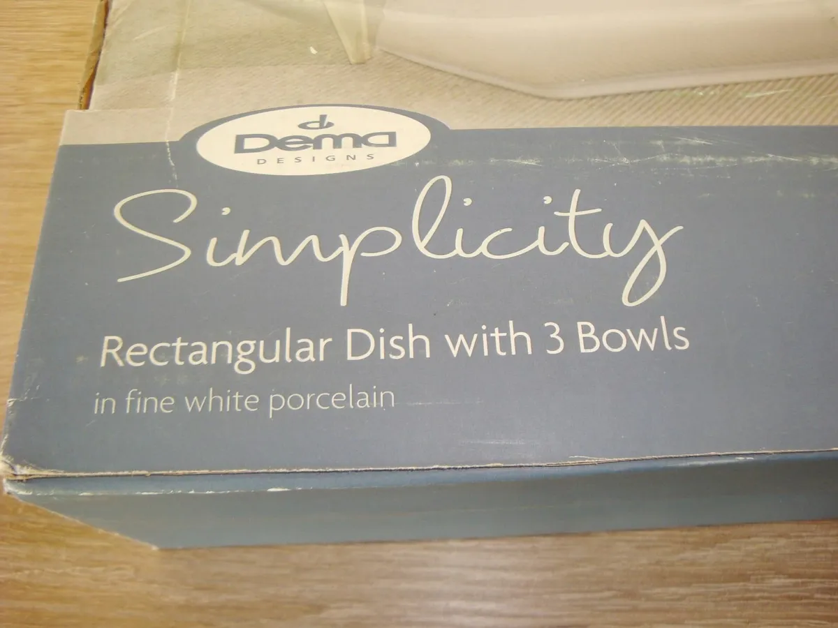 Rectangular dish plate with 3 bowls serveware - NE - Image 4