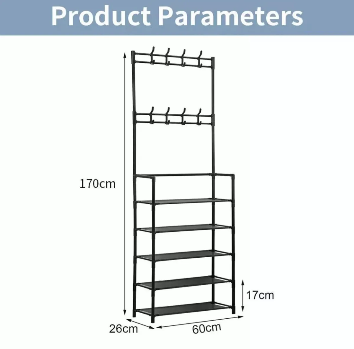 NEW Coat Stand Compact Hanger & 5 Tier Shoe Rack - Image 4