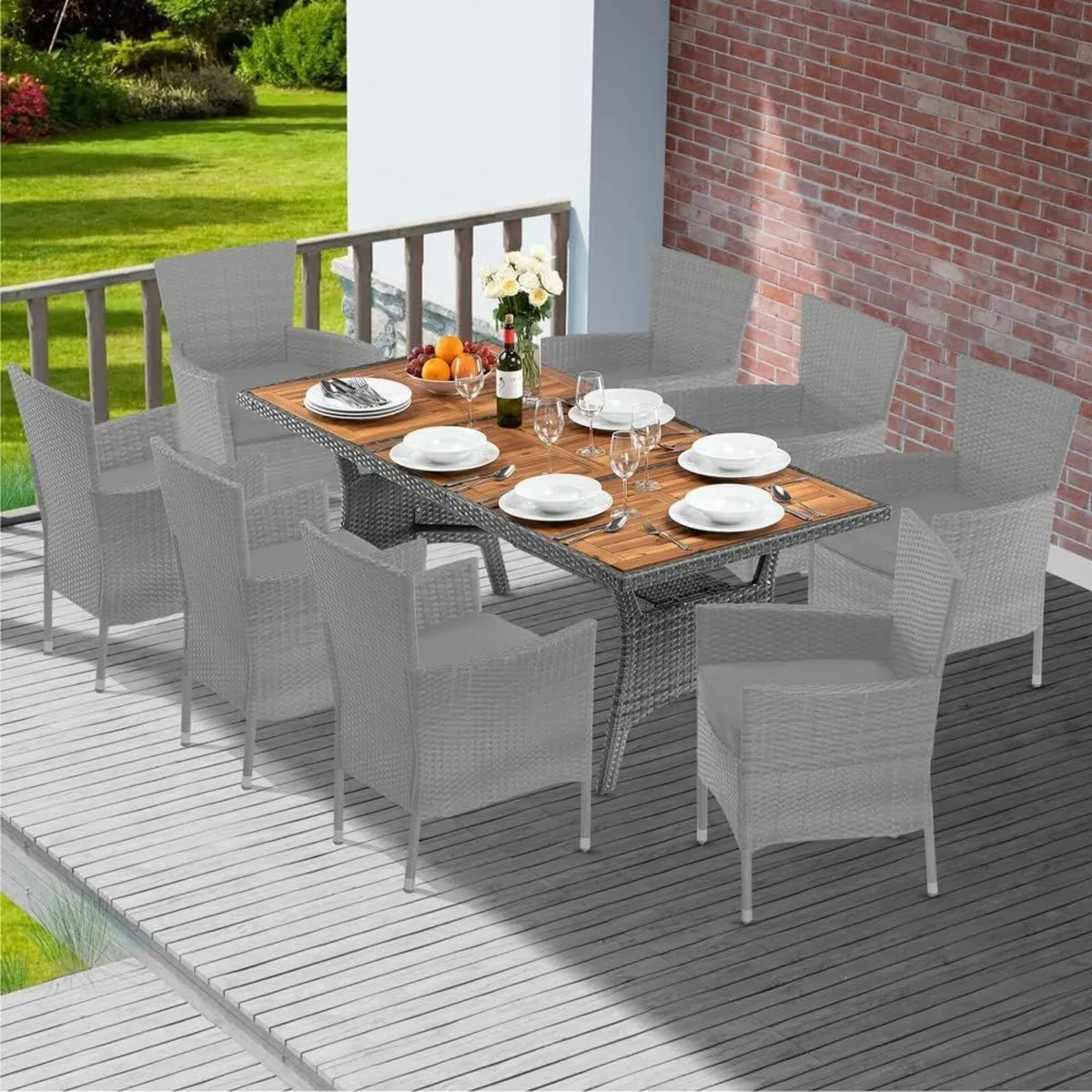 Garden Dining Table 8 person Outdoor Patio Table - Image 4