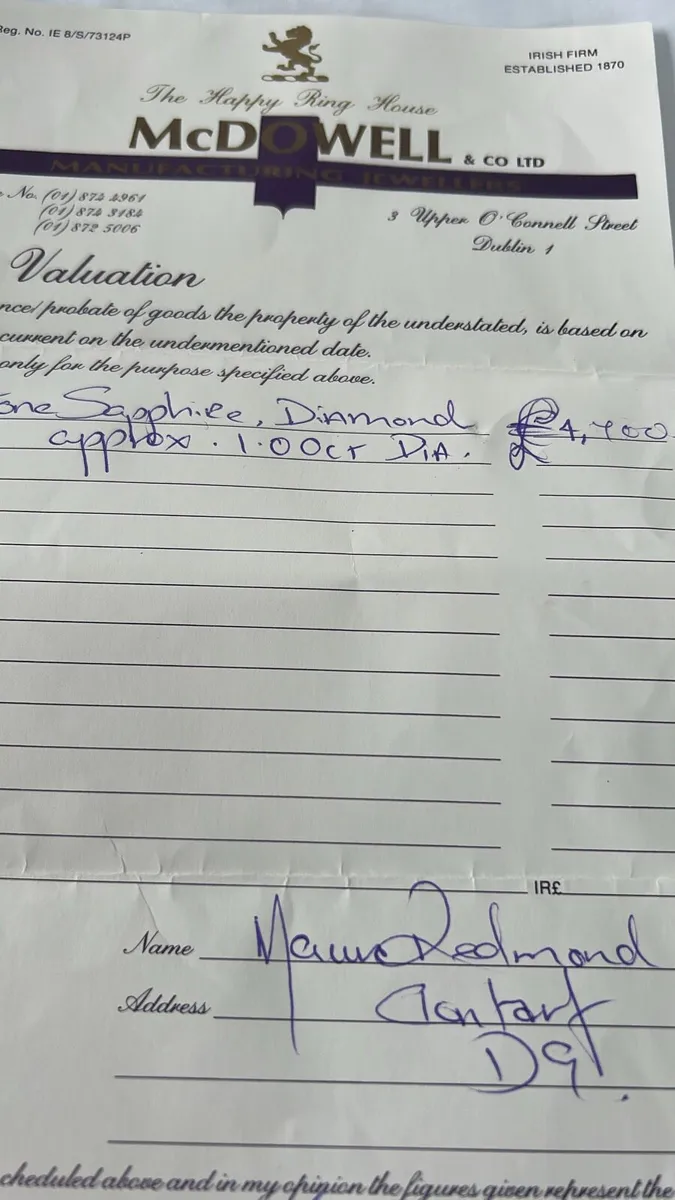 Diamond and sapphire,18 ct gold engagement ring - Image 2