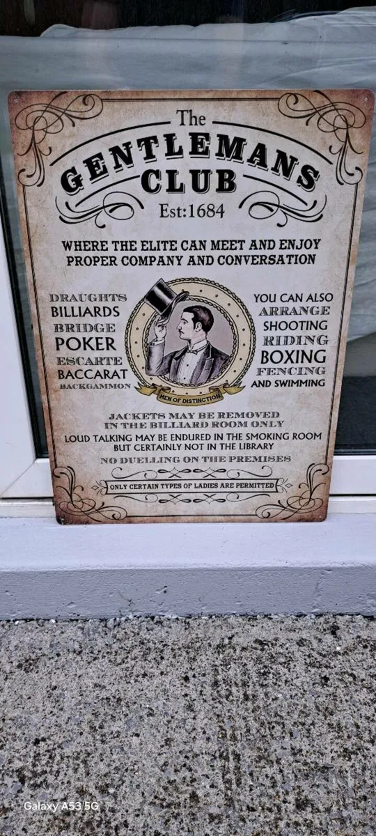 Large  gentleman's club metal sign - Image 1