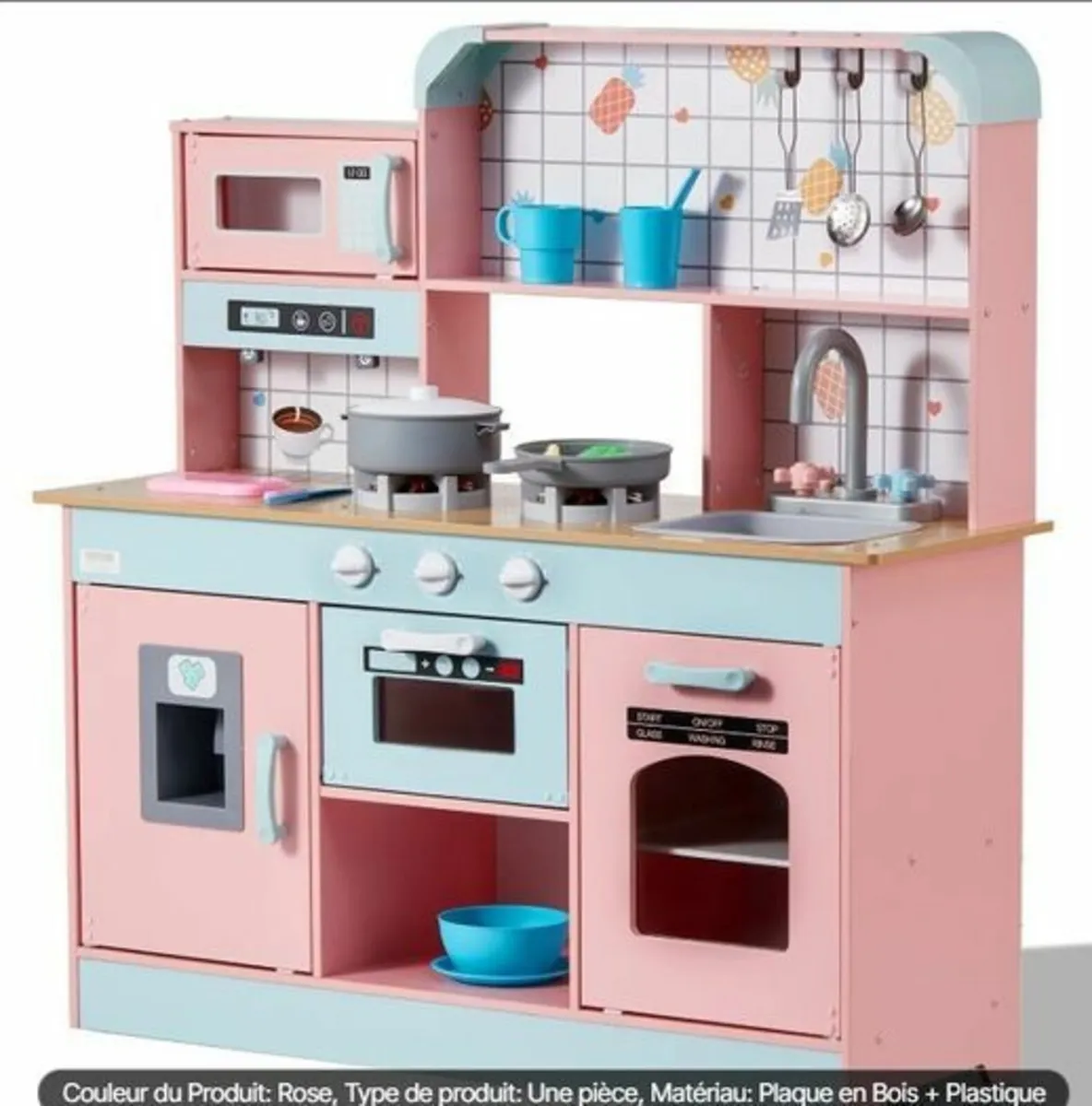 Kids Wooden Play Kitchen - Image 3