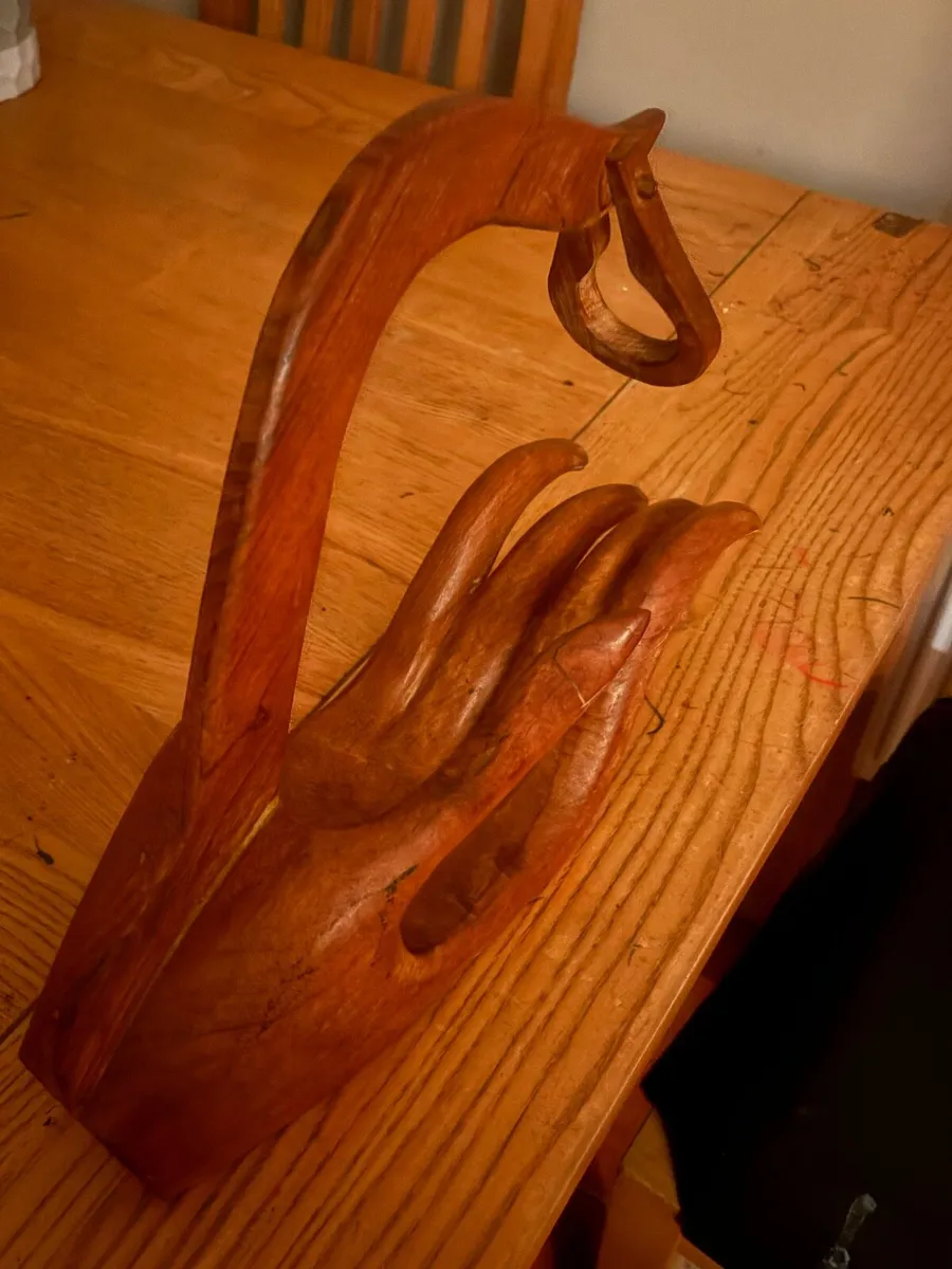 Hand crafted solid wood wine bottle holder. - Image 2