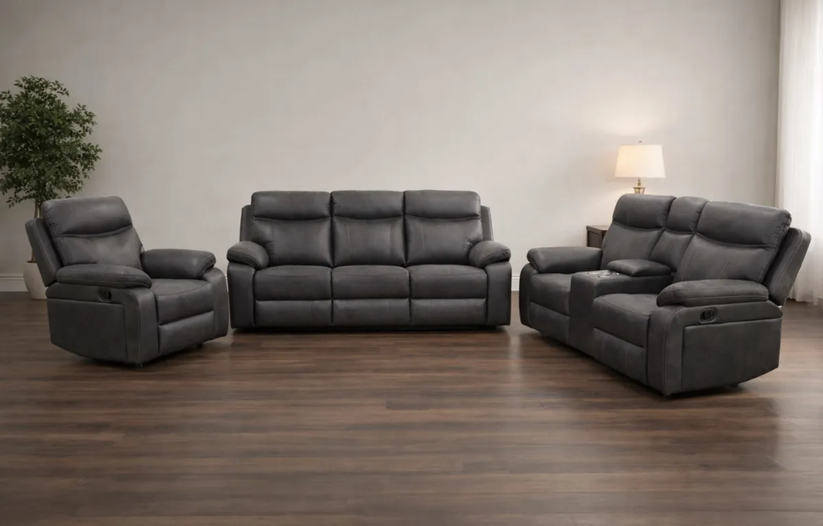 New 3+2 Grey Washington Recliner Sofas - Image 1