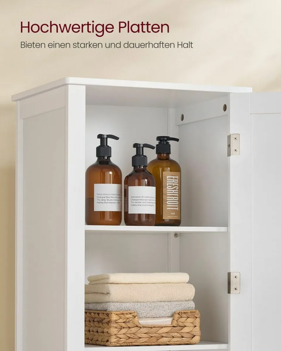 Tall Bathroom Cabinet with Full Length Mirror Whit - Image 4