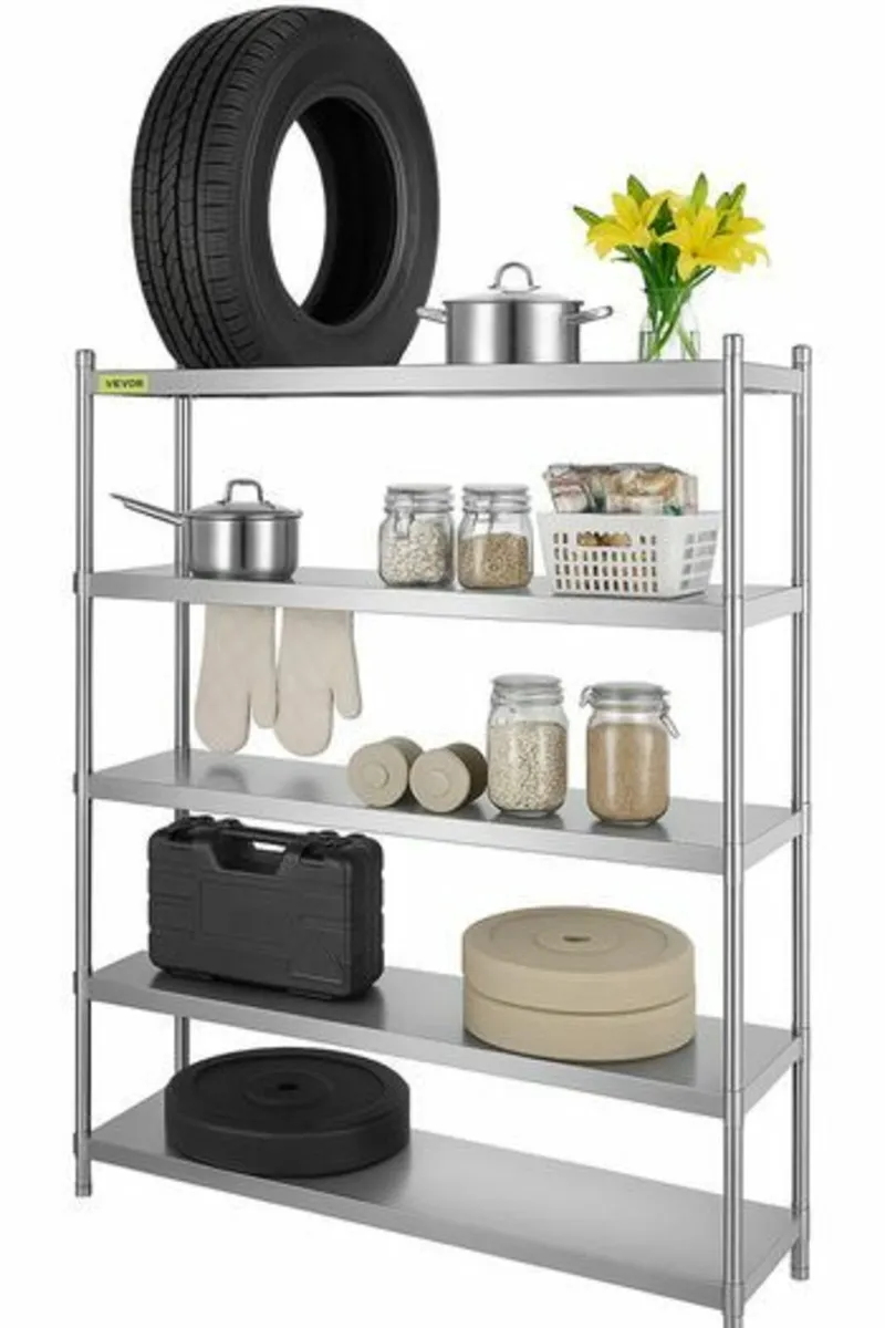 Heavy-Duty 5-Tier Stainless Steel Shelving Unit | - Image 2