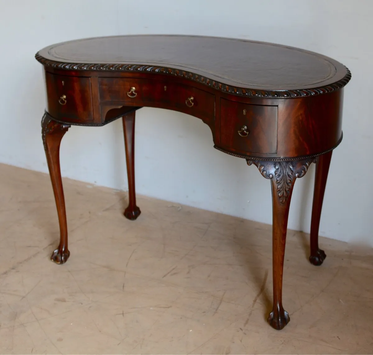 Edwardian Kidney shaped library desk