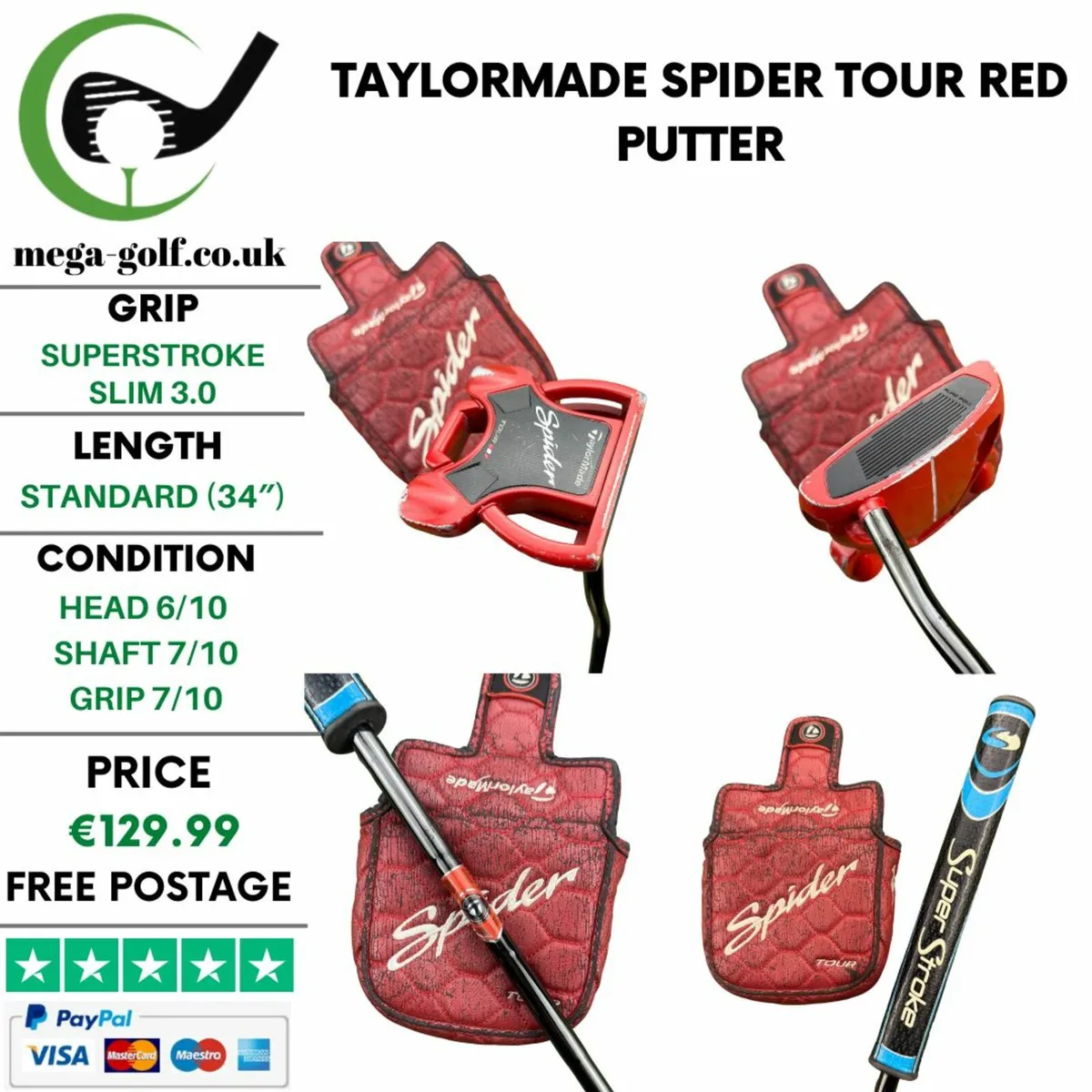 Taylormade Spider Tour Red Putter / 34″ - Image 1