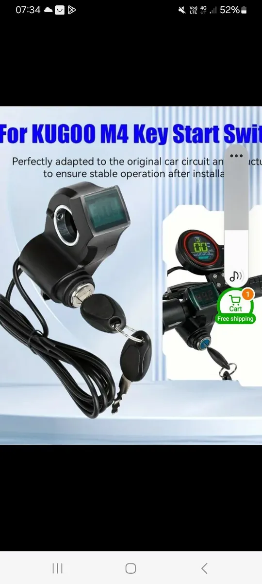 Electric scooter kugoo key start switch - Image 1