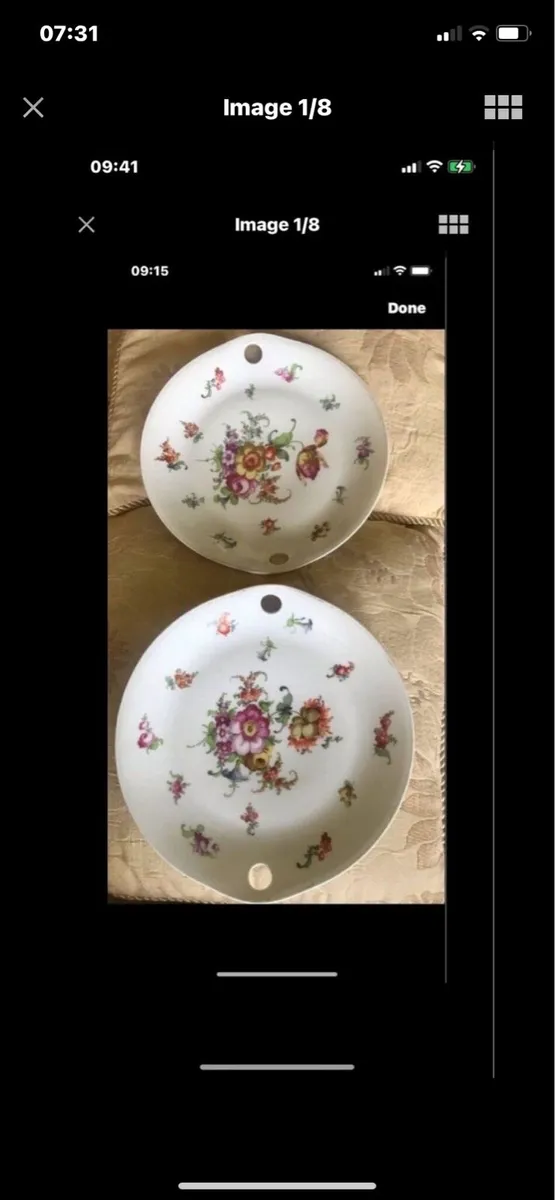 Antique Hand Painted Meissen Plate Set - Image 1