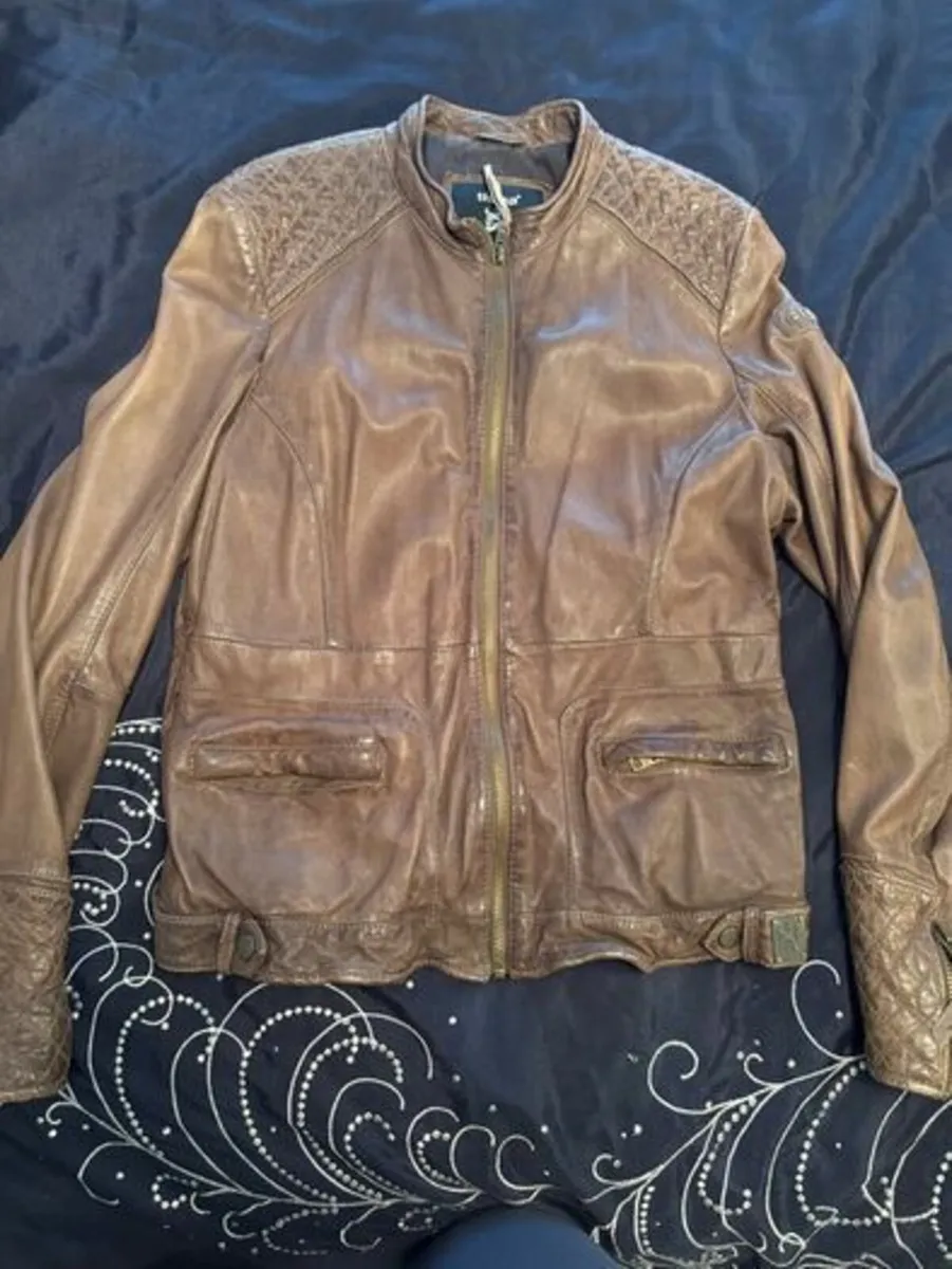Womens Brown leather jacket size 12-14uk - Image 1