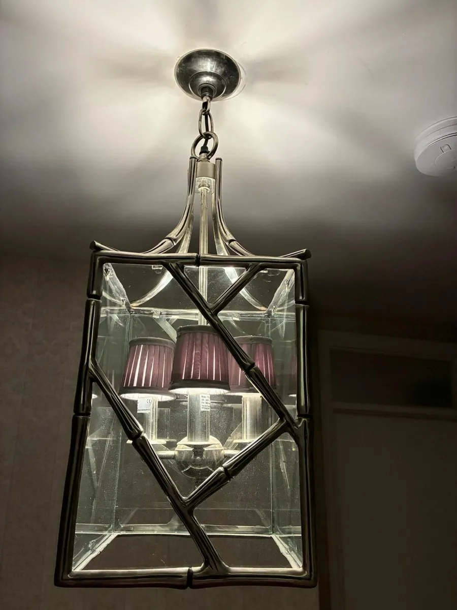 Libra antique silver bamboo ceiling light - Image 4