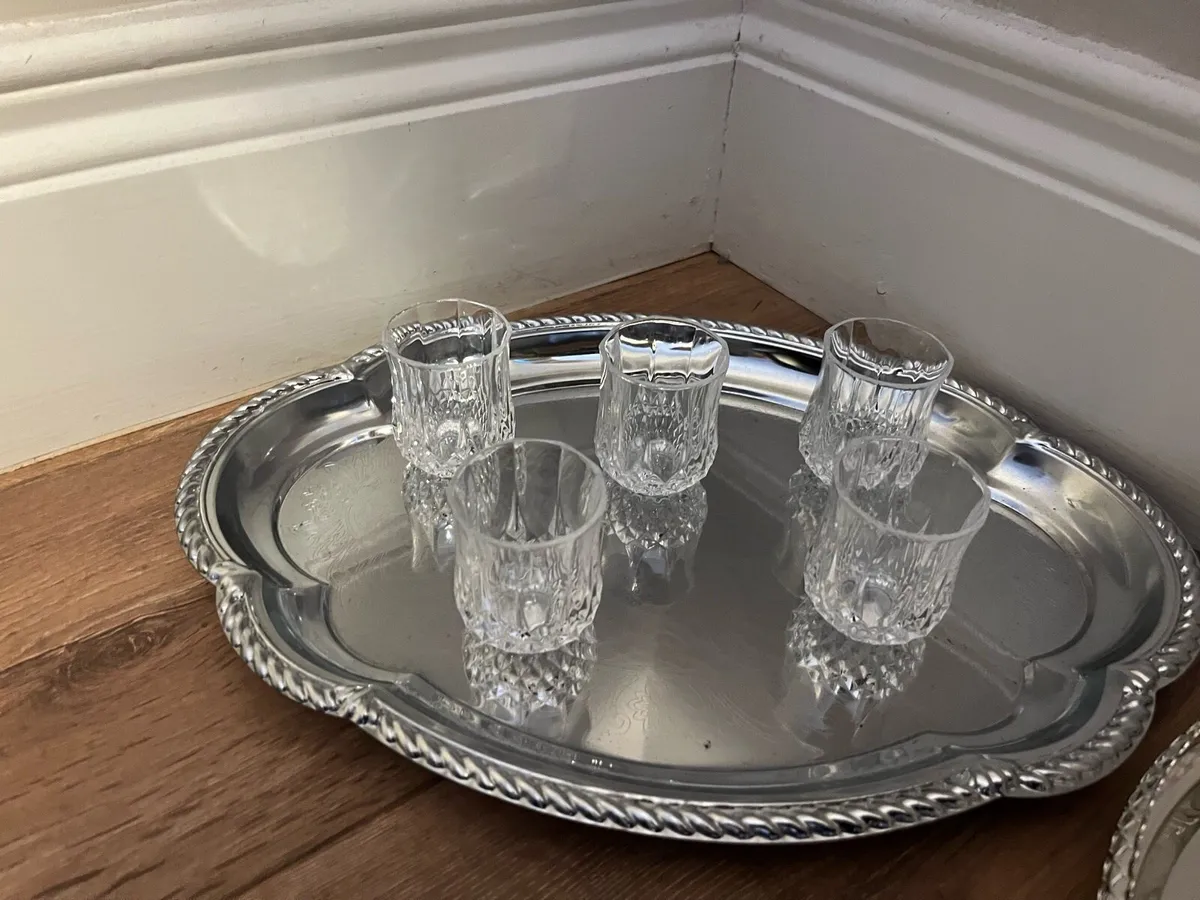 Decanter with Stopper, mini glasses and trays - Image 2