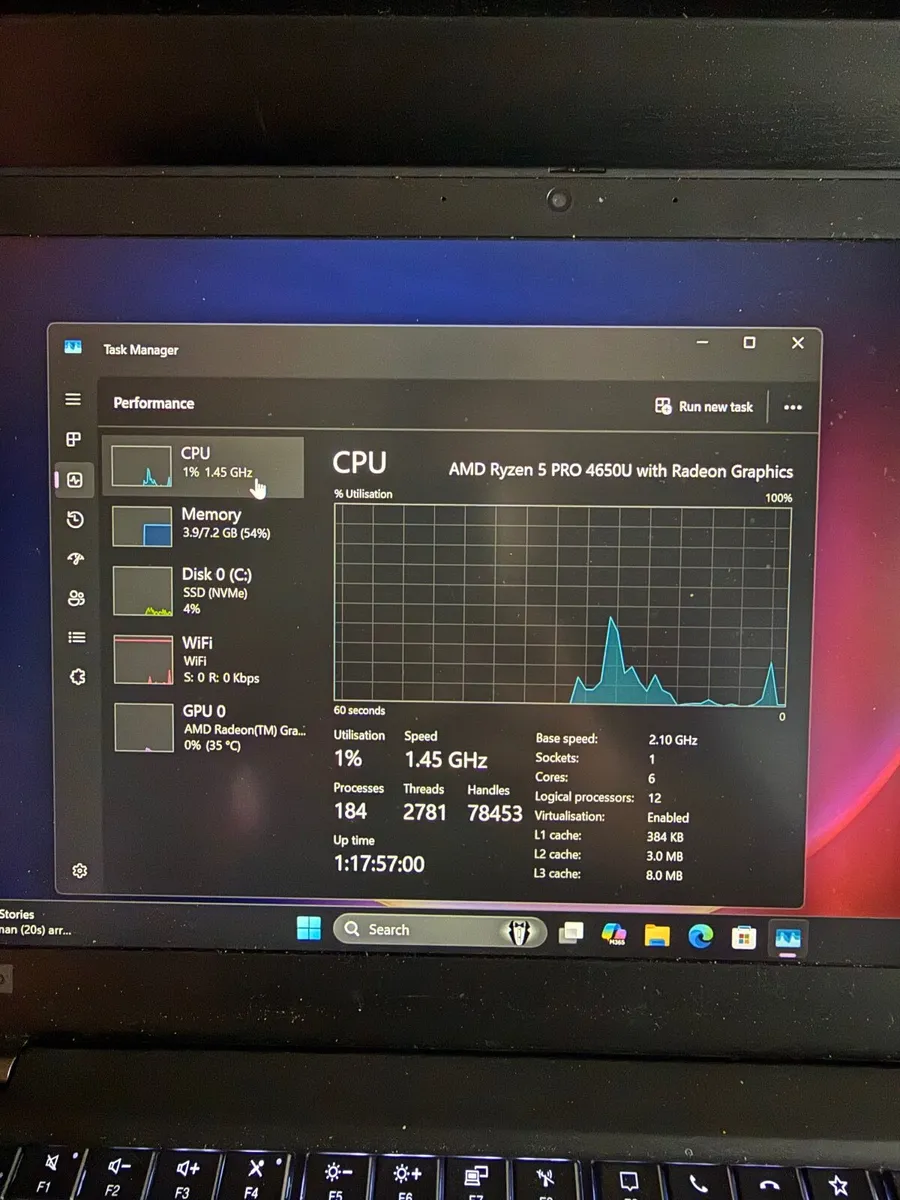 Lenovo ThinkPad T14s Laptop Ryzen5/8GB/256SSD/FHD - Image 3