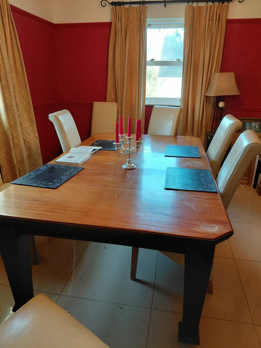 Antique solid mahogany table and chairs - Image 3