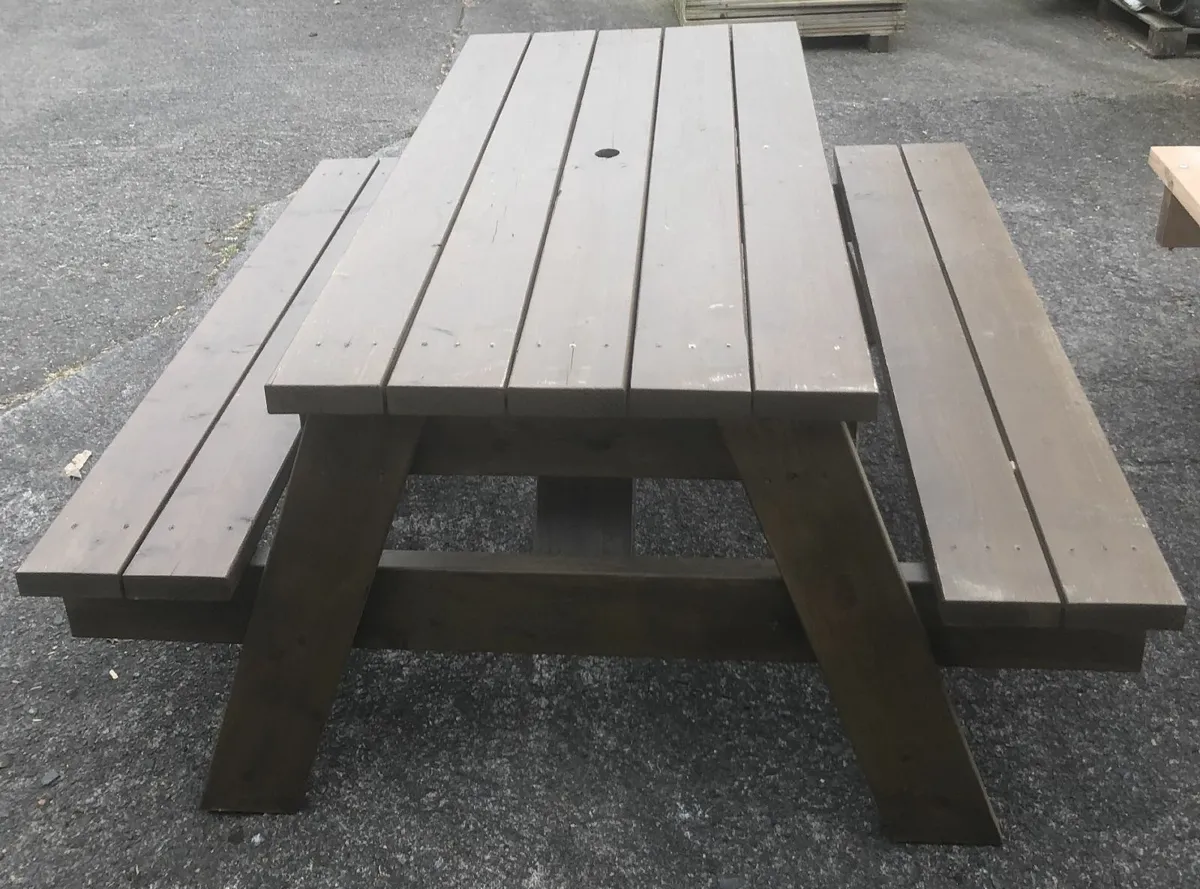 Picnic Table painted chestnut brown- ex-display - Image 2