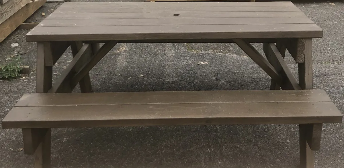 Picnic Table painted chestnut brown- ex-display - Image 4