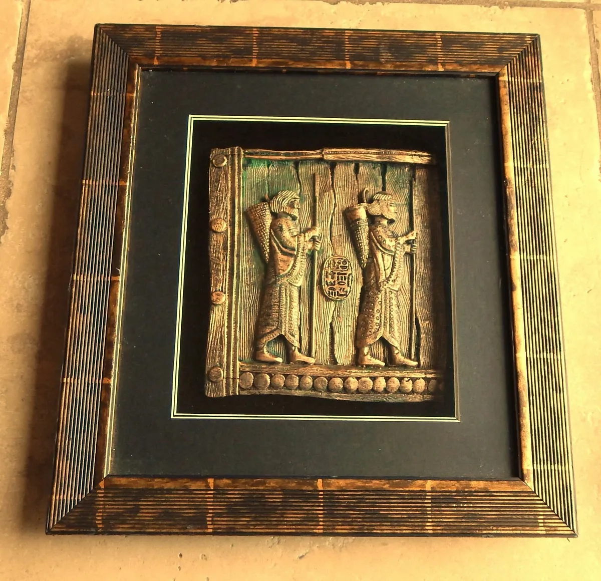 Pair of Cast Metal Artwork Pieces in Deep Frame - Image 3