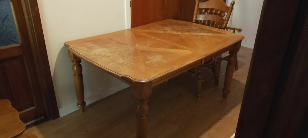 Free large wooden dining table and 6 chairs - Image 2