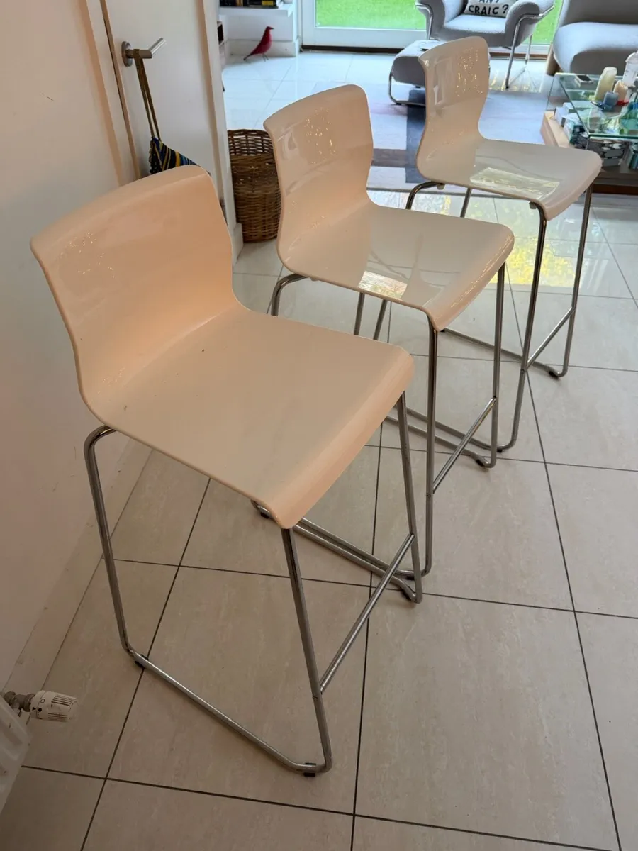 3x IKEA White Stools - Image 1