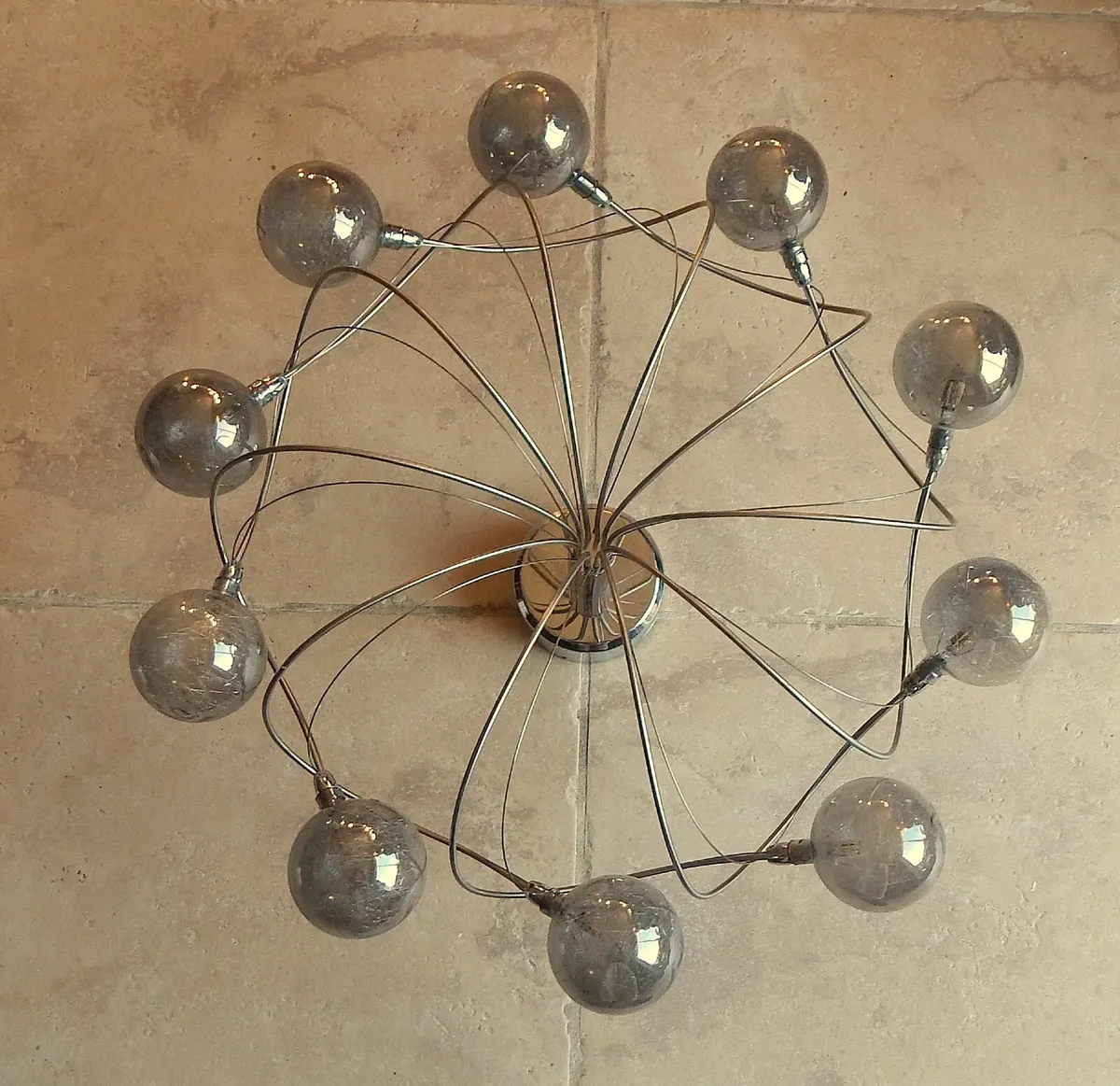 Chrome & Glass Ceiling Light, with Bracket - Image 2