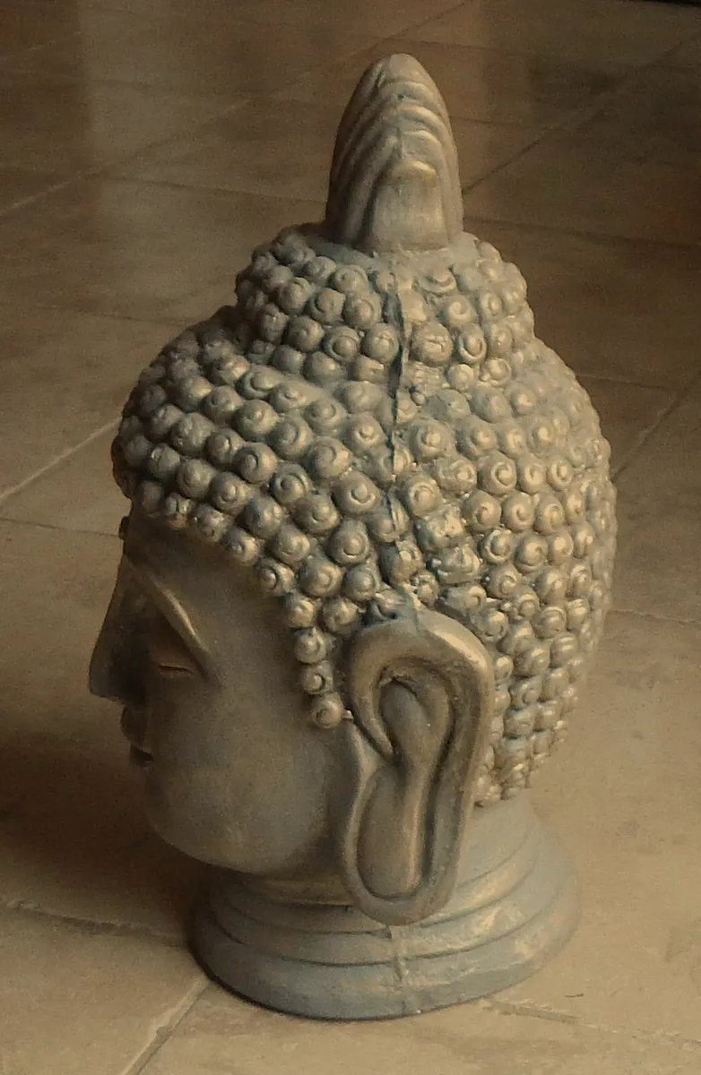 Large Brushed Bronze Effect Buddha Head - Image 3
