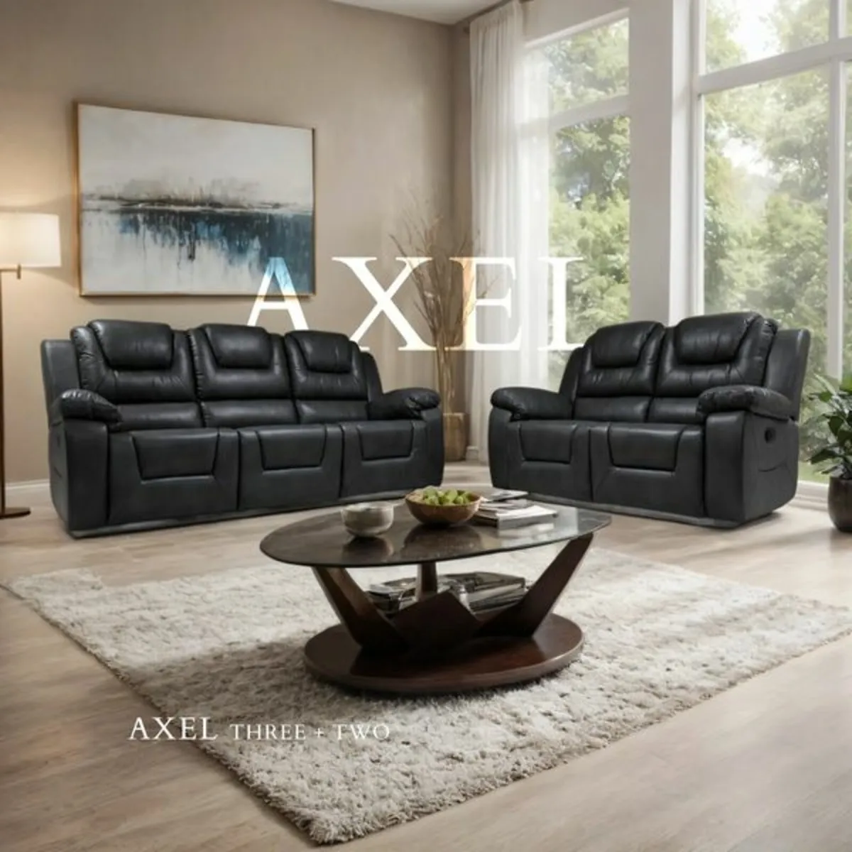Axel Manual Leather Recliner Sofa Set - Image 3