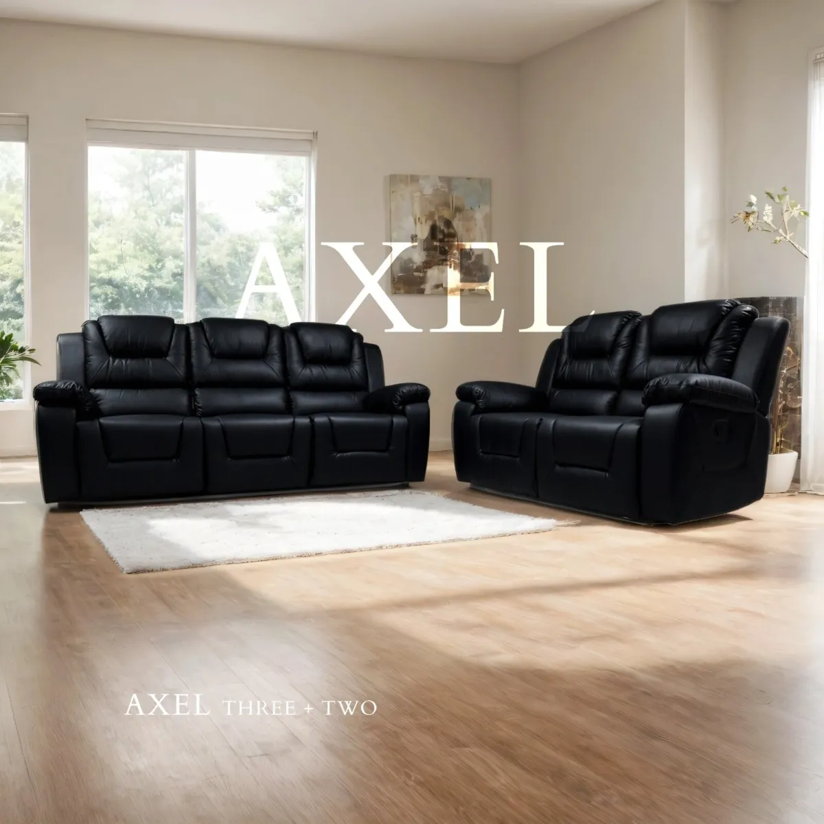 Axel Manual Leather Recliner Sofa Set - Image 1