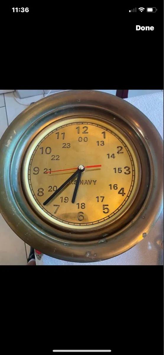 Rare Vintage US Navy Brass clock - Image 4