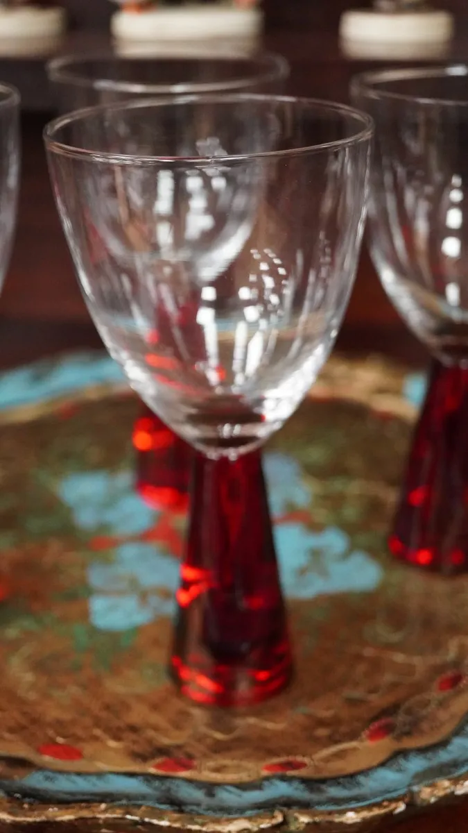 Vintage Artland Prescott Ruby Wine Glasses - Image 3