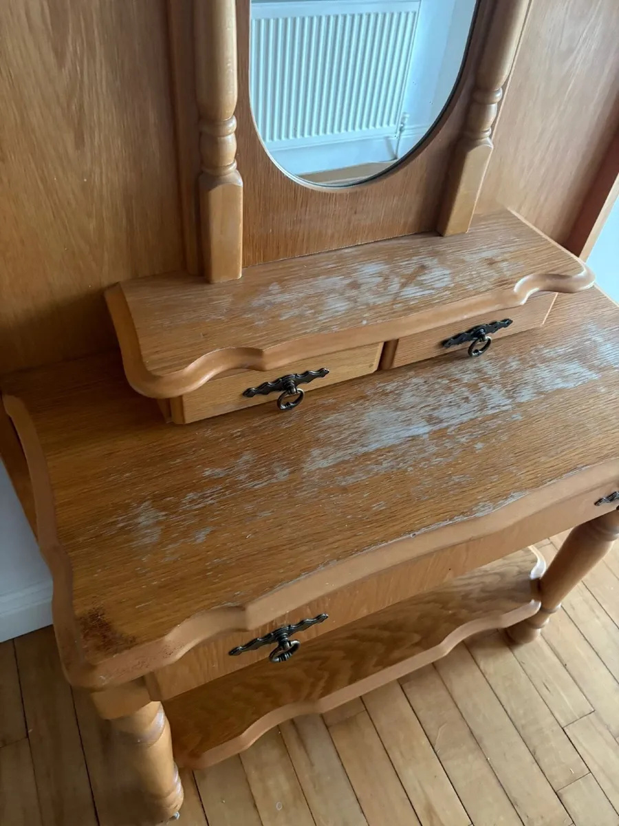 Solid Wood Hall Table / Hallstand with Mirror - Image 2