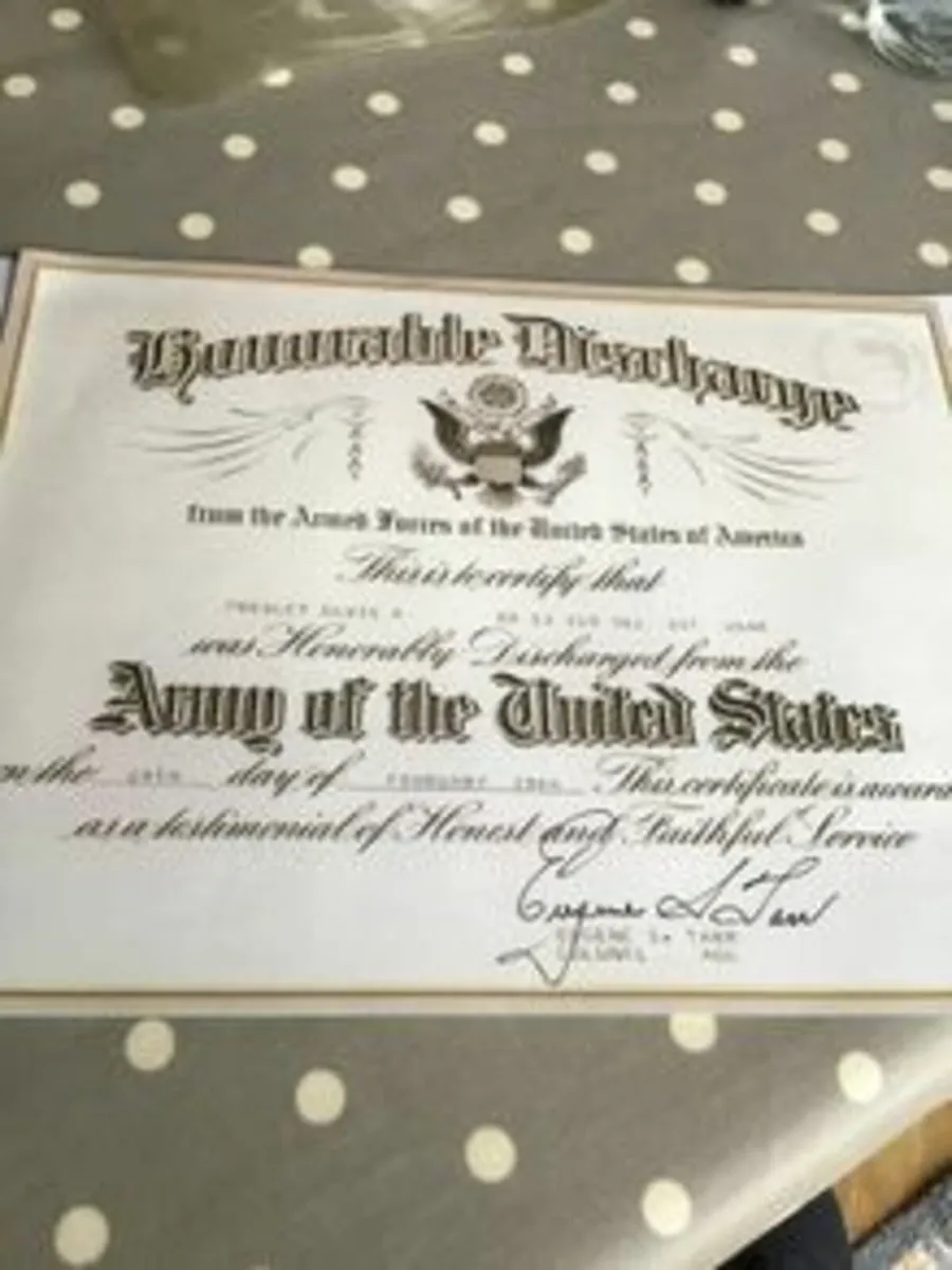 Elvis Memorabilia - Elvis’s Army Discharge Cert