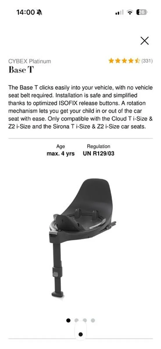 Cybex CLOUD T I-SIZE Plus Leaf & Base T fits onto all travel systems and lies flat - Image 4