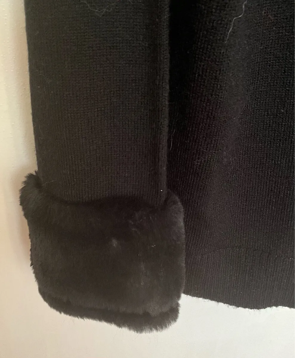 IVANKA TRUMP Black Polo Neck with Fur Cuffs - Image 2