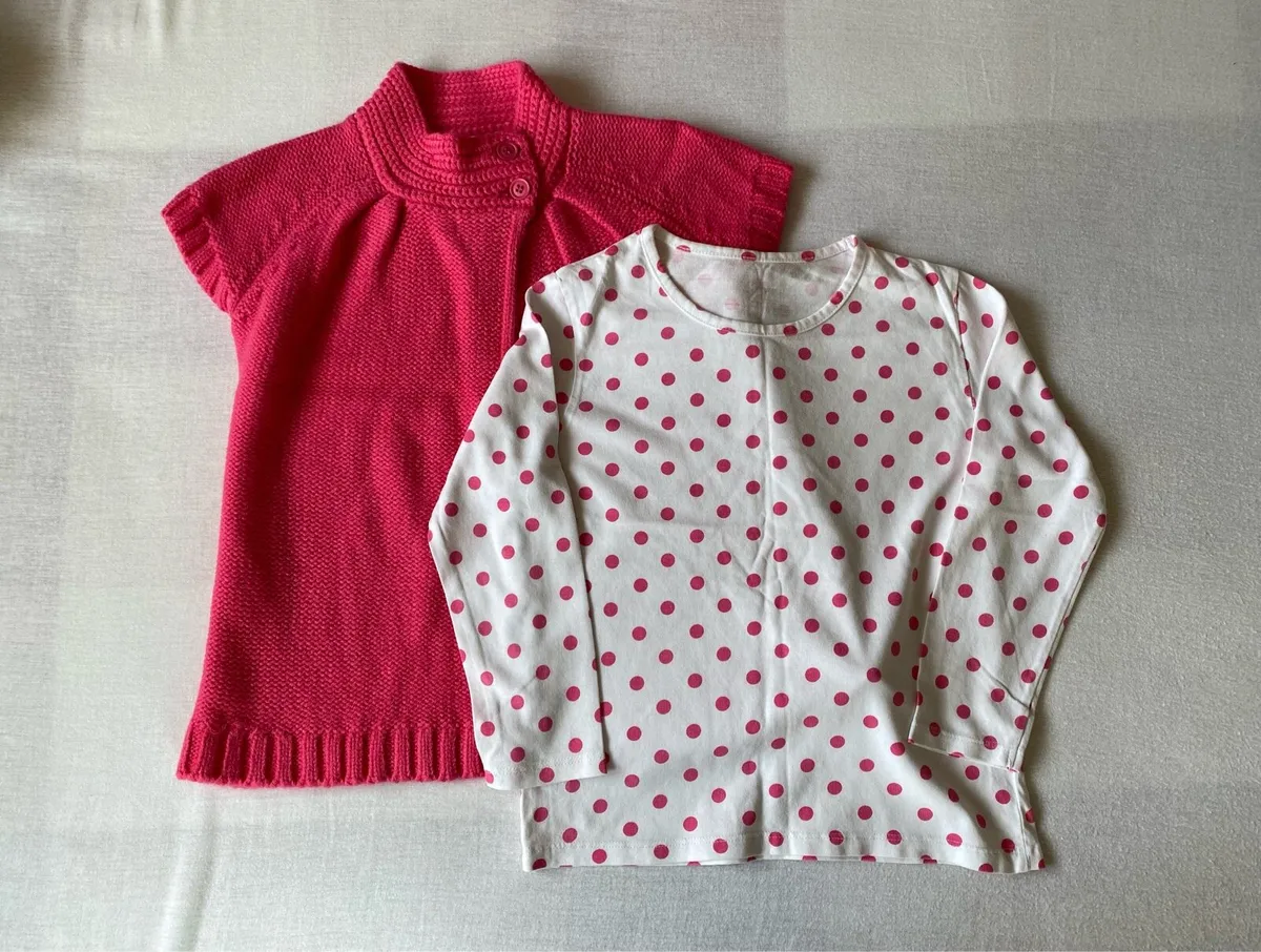Brand New Girl’s Pink Cardigan & Polka Dot Top Set - Image 2