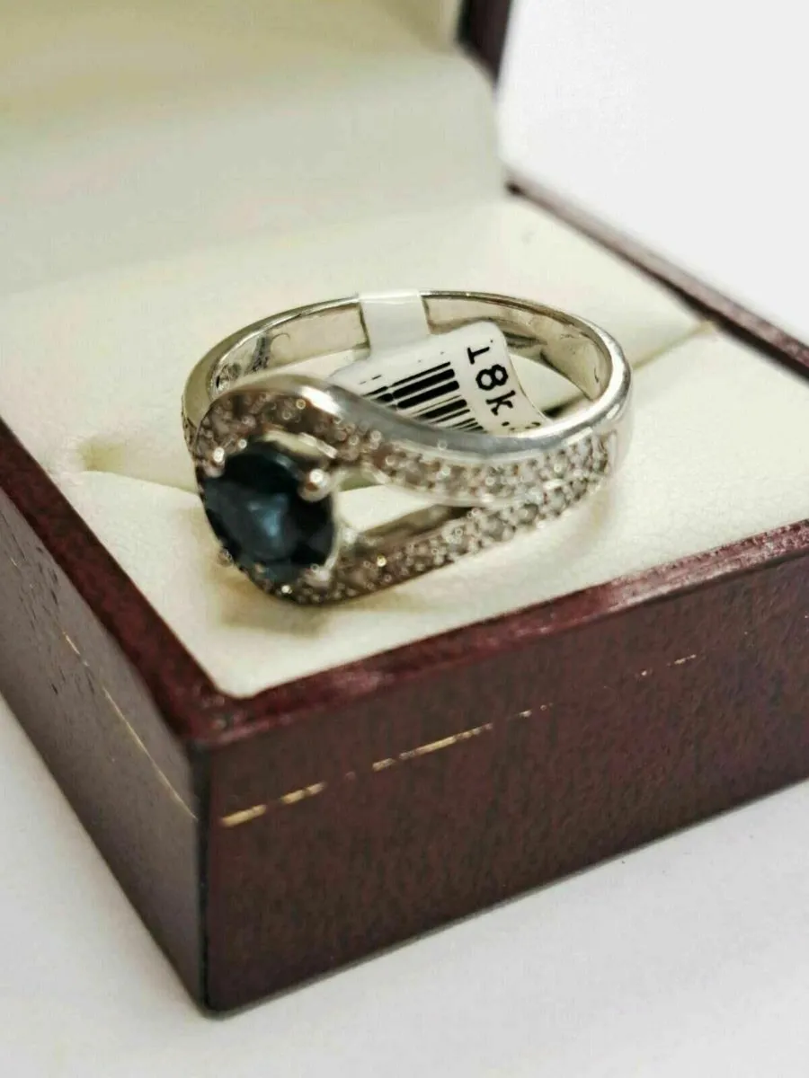 18K White Gold Diamond Shappire 18CT# - Image 2