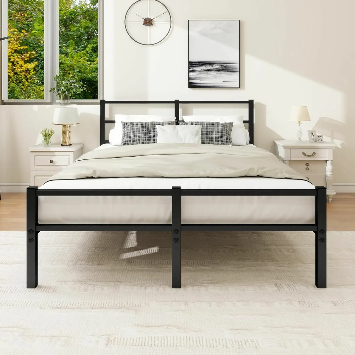 4ft6 Double Bed Frame Headboard 135x190 cm - Image 1