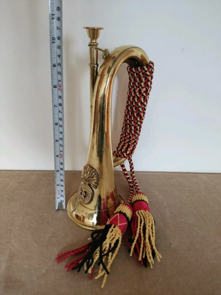 Vintage Style Brass Bugle with Braided Cord - Image 1
