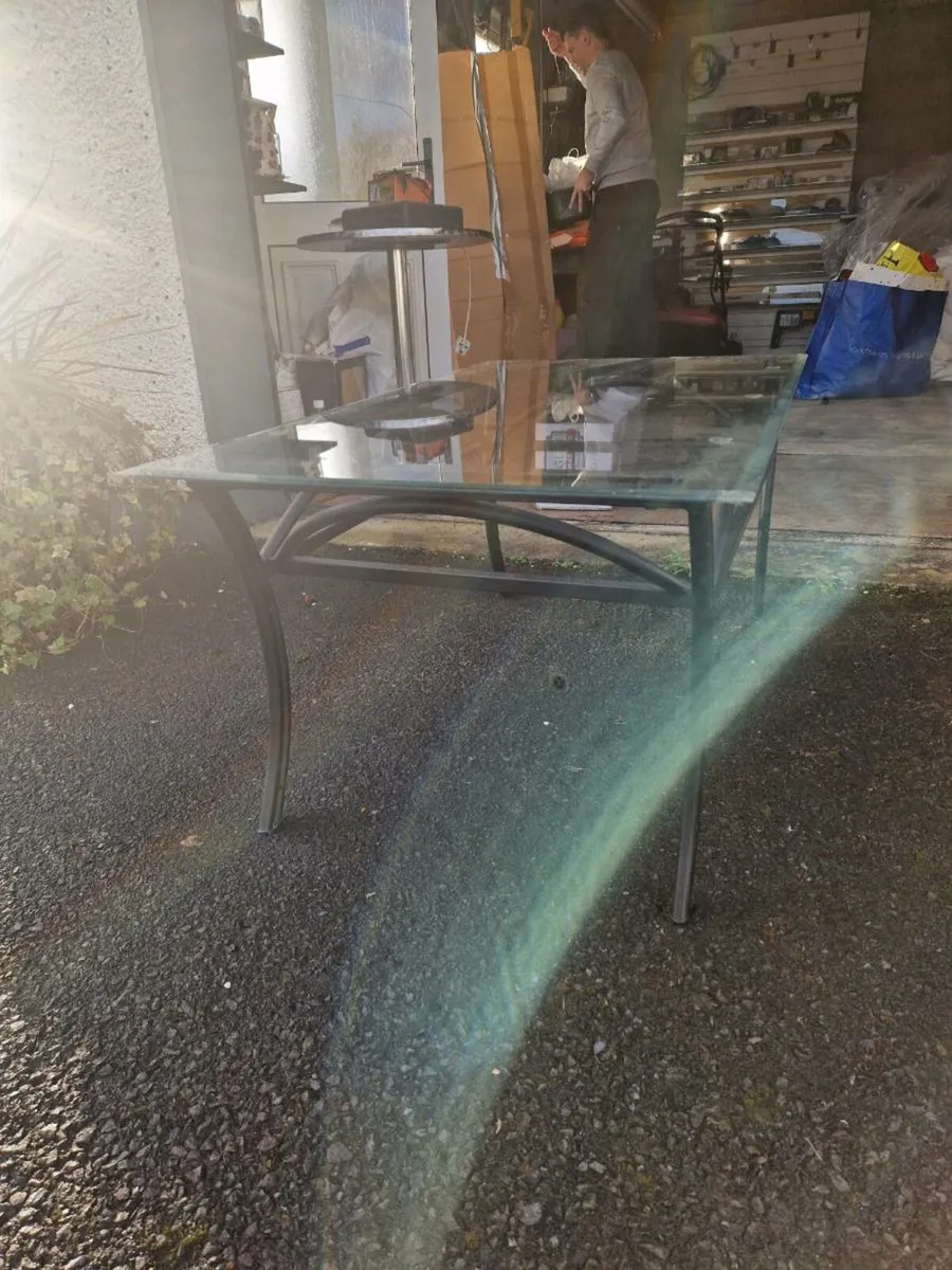 Matching glass/wrought iron coffee and side table - Image 3