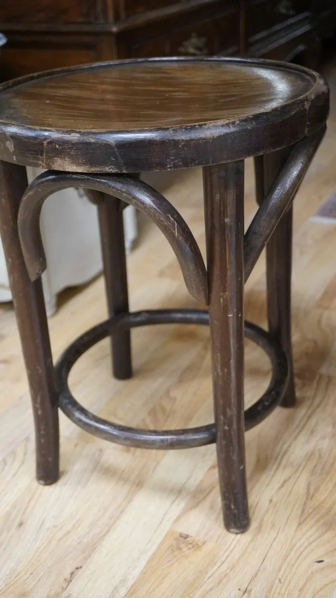 Rustic Pair of Vintage Bentwood Pub Stools - Image 4