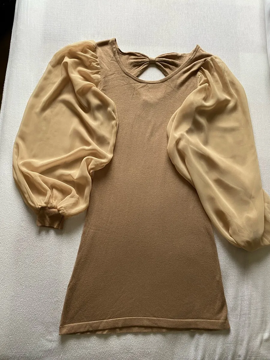 Nicole For F. R. Soft Viscose Cream Caramel Dress - Image 3