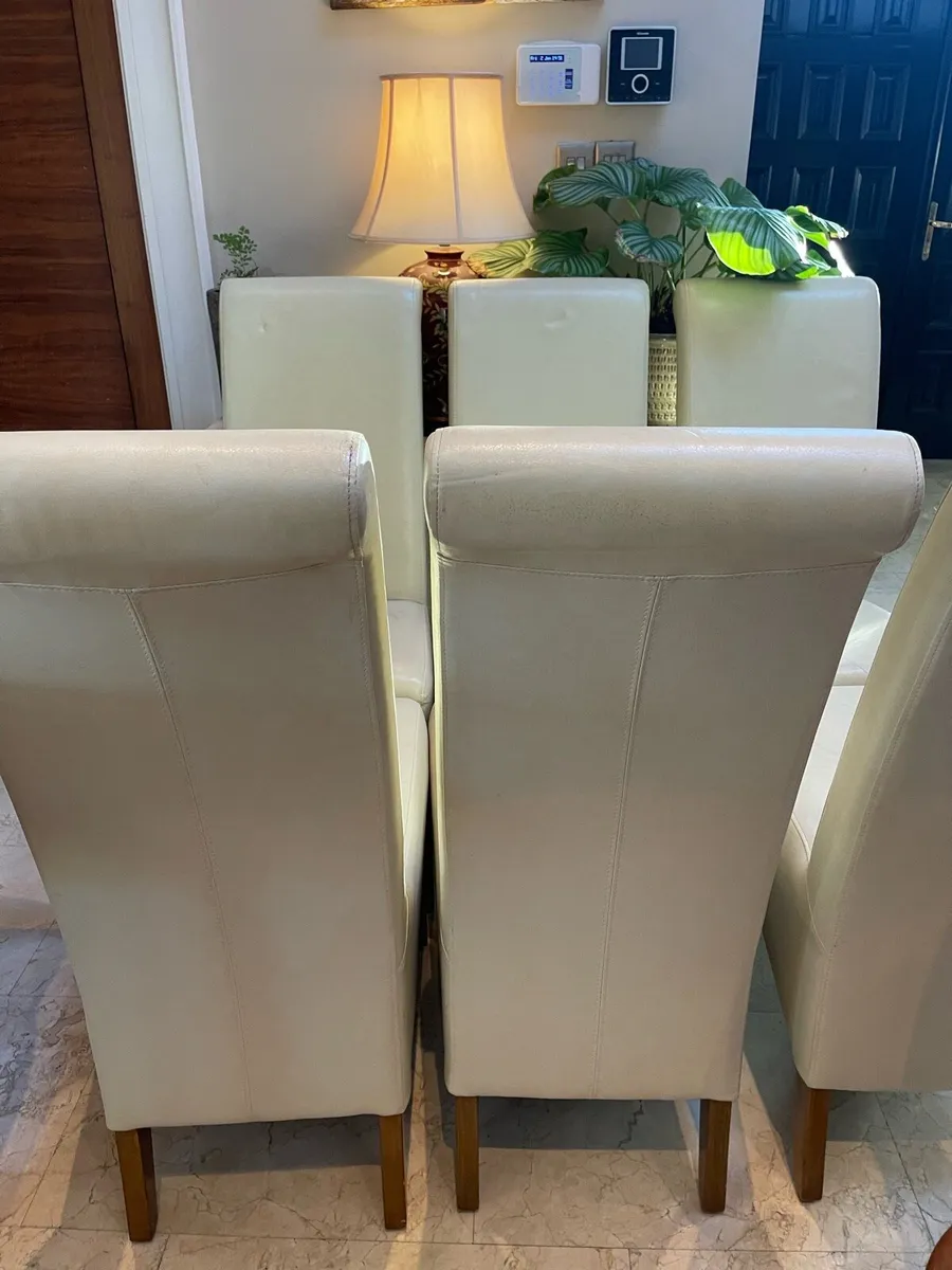 6 x Cream Leather Kitchen Dining Chairs - Deliver - Image 3