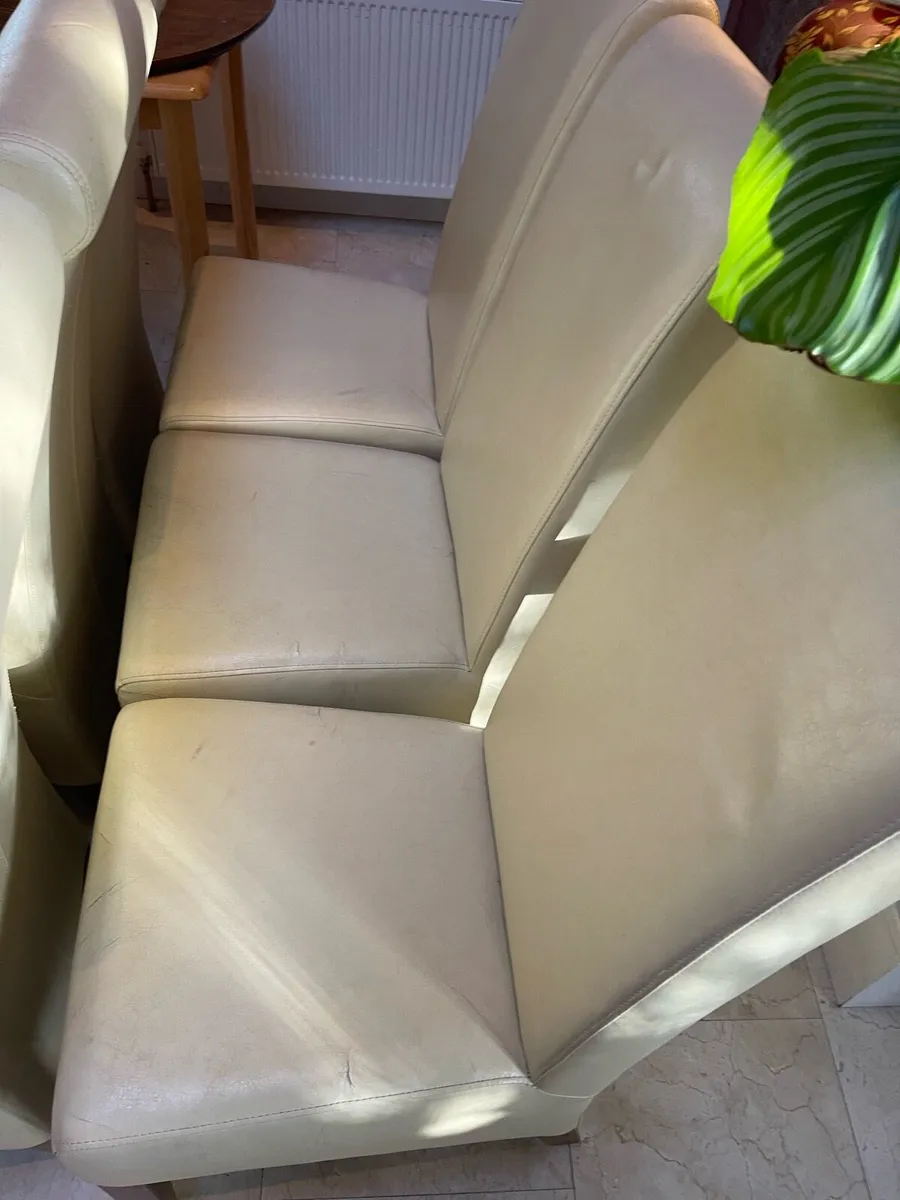 6 x Cream Leather Kitchen Dining Chairs - Deliver - Image 4