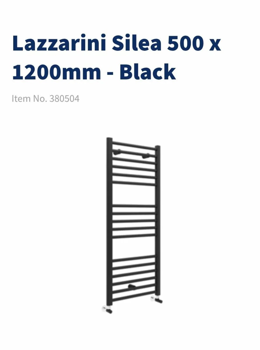 Heated Towel Rail - Matt Black - 1200 x 500 - Image 2