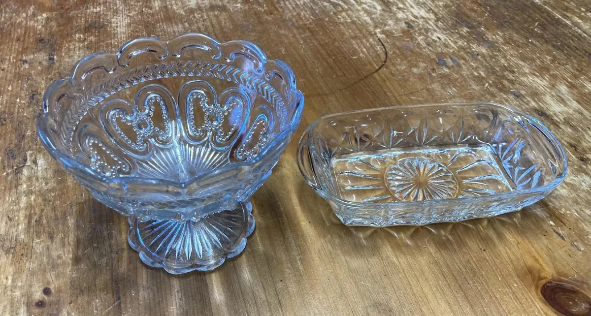 Vintage Pressed Glass Dishware – Set of 2 - Image 4