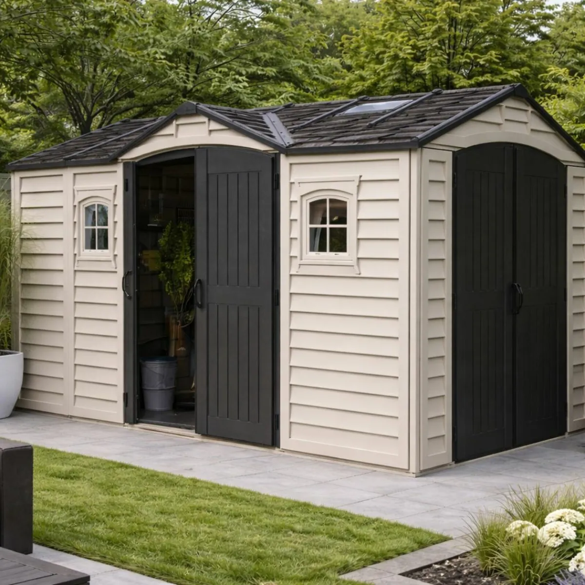 Apex Pro PLUS 15×8 Vinyl Plastic Garden Sheds - Image 1
