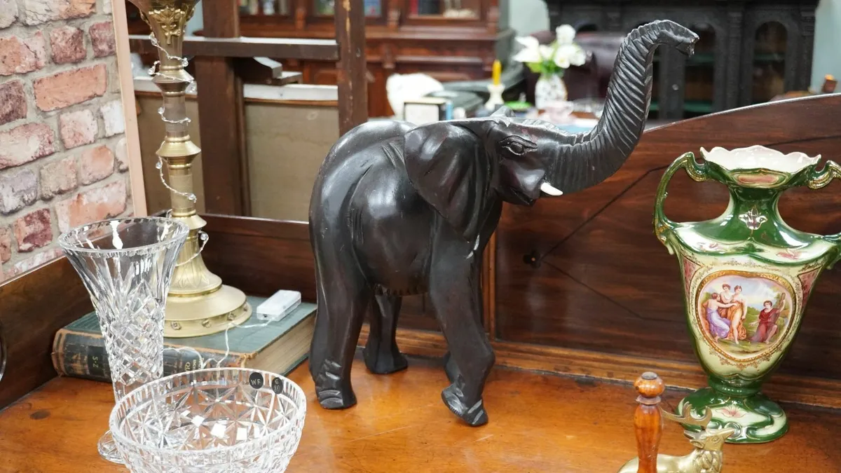 Heavy Wooden Elephant Sculpture - Image 1
