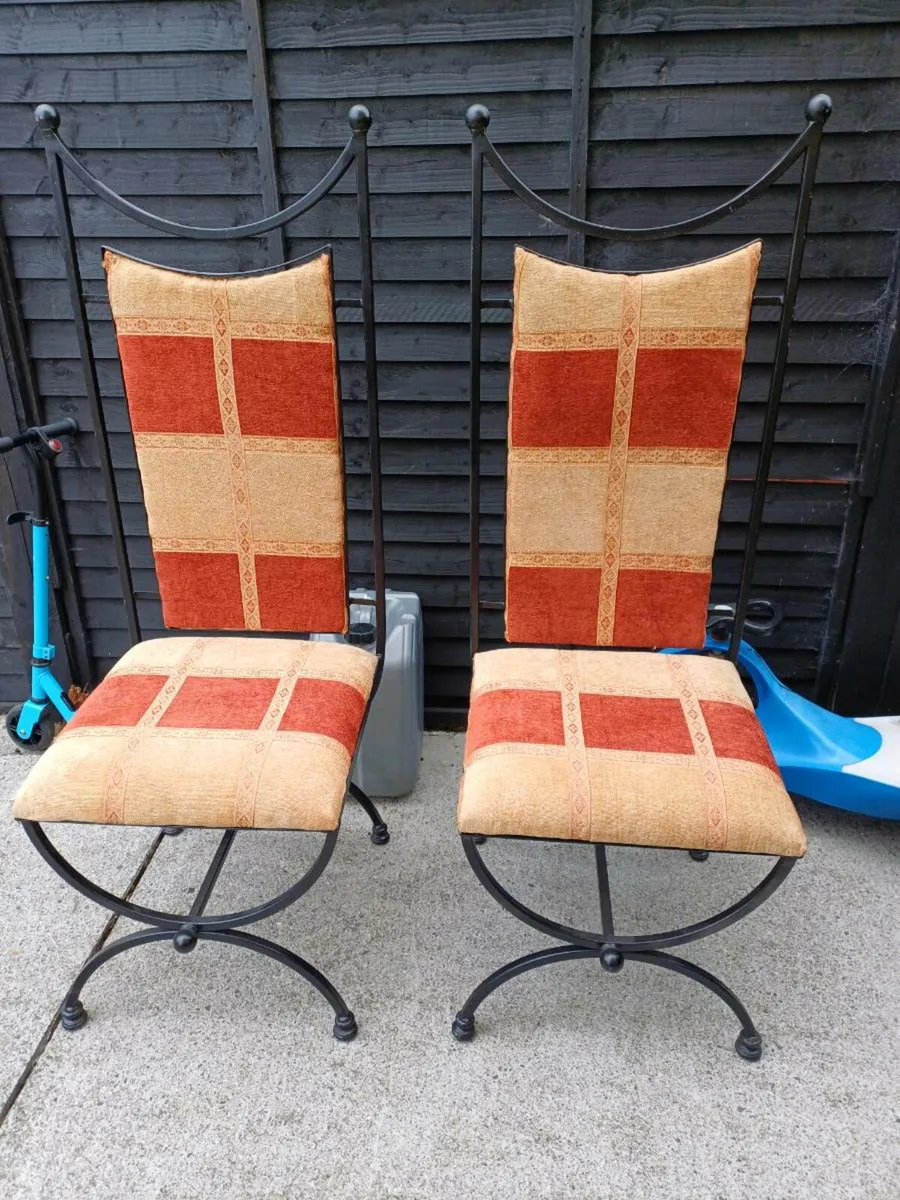 Vintage Wrought Iron Framed Chairs - Image 1