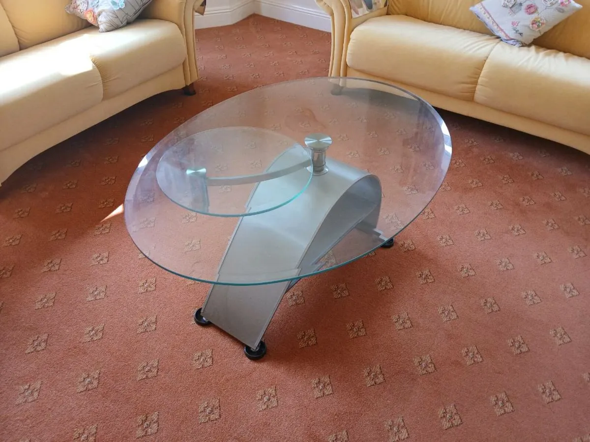 Glass coffee table, extendable glass leaf, as new. - Image 2